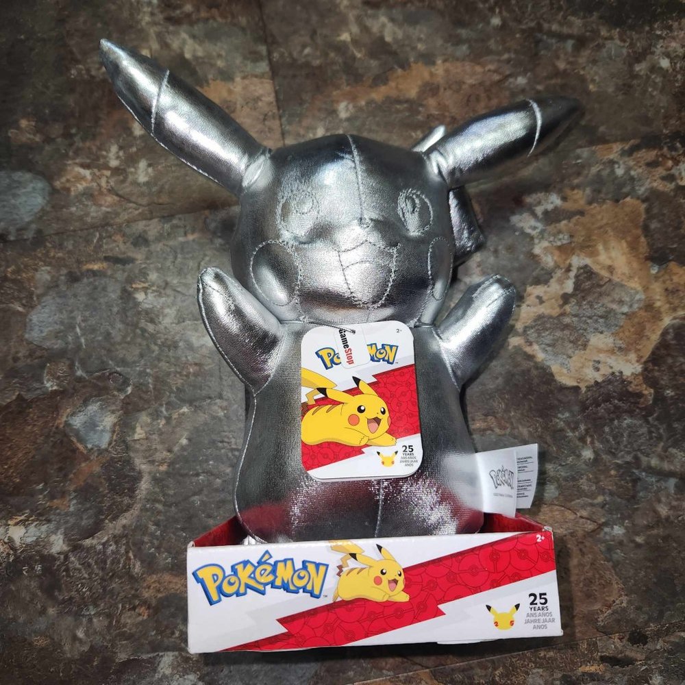 Pikachu Metallic 25th Anniversary Pokemon Plush - Gamestop Exclusive - NWT